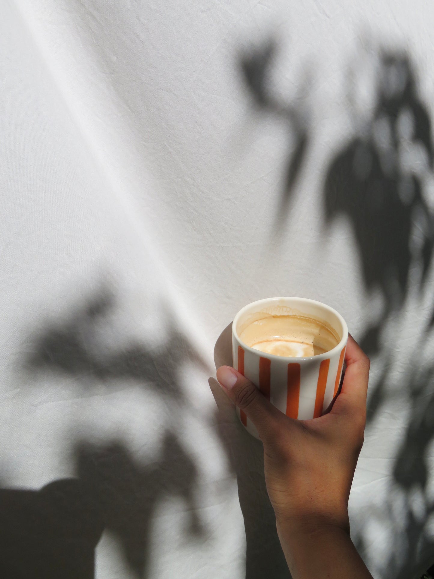 ‘Button Mug’ in Sweet Orange (Striped)