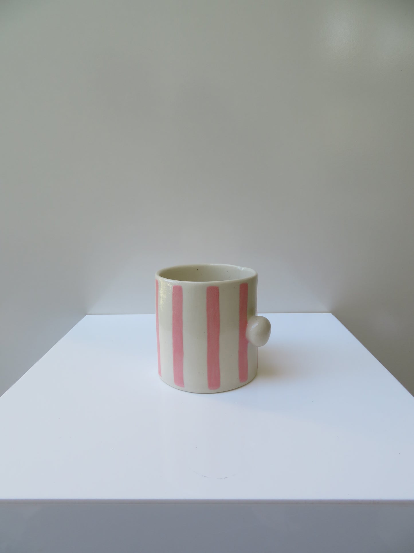 ‘Button Mug’ in Soft Pink (Striped)