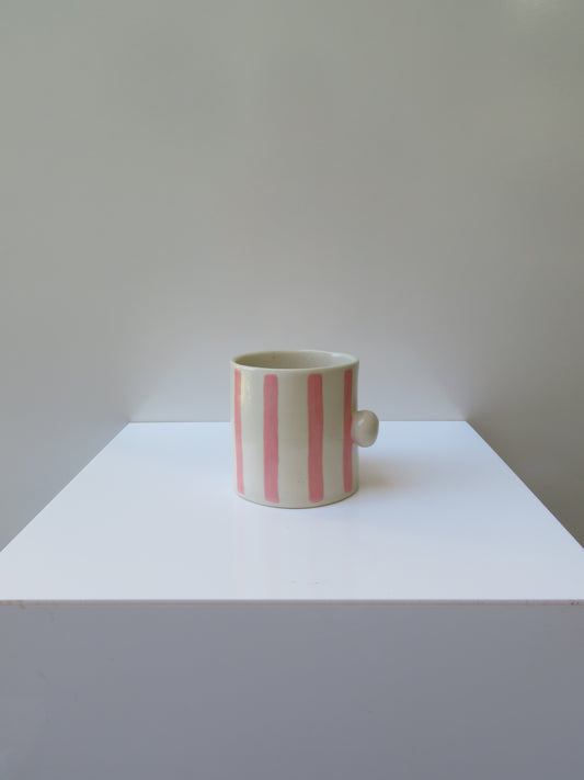‘Button Mug’ in Soft Pink (Striped)