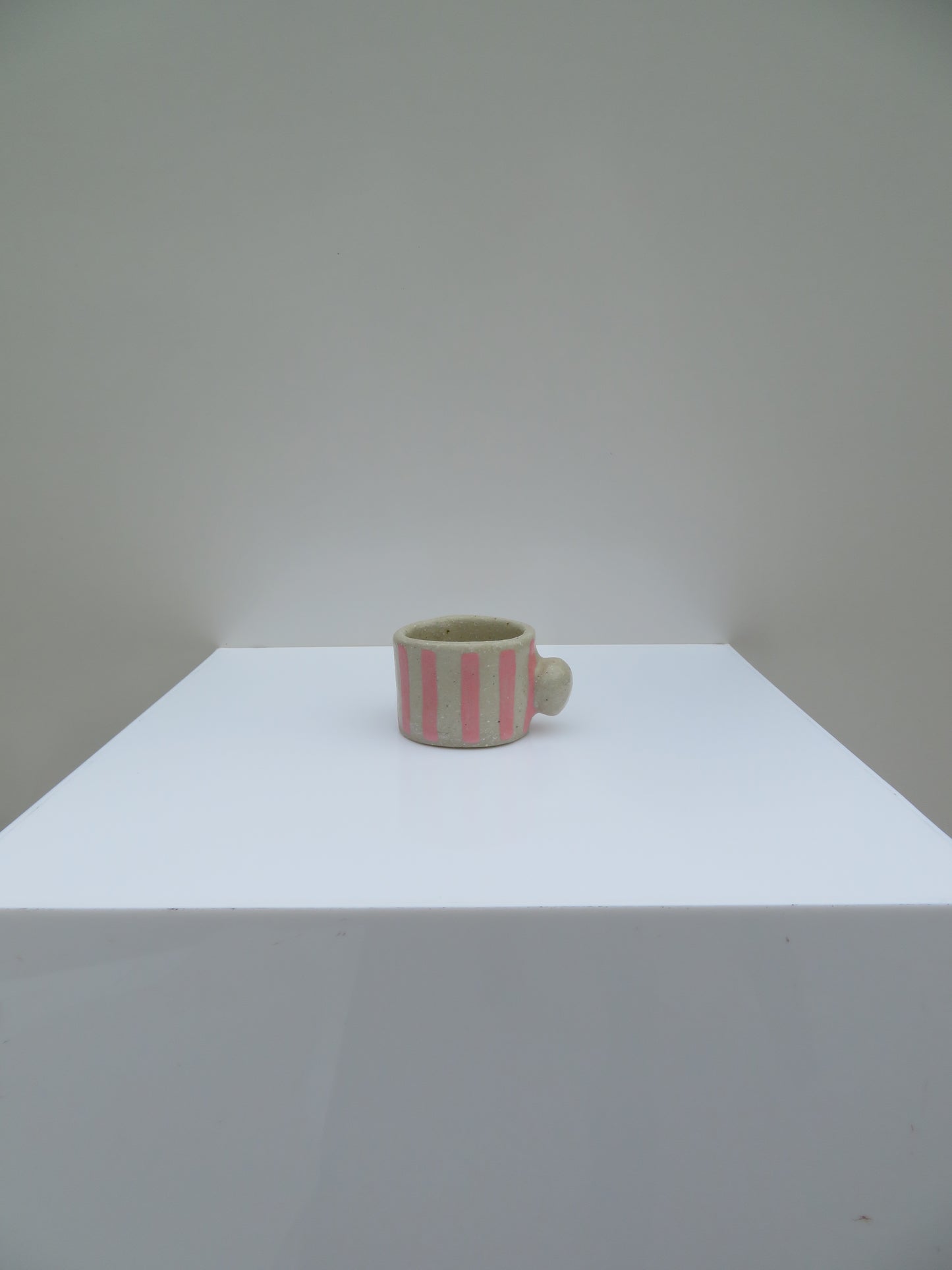 'Mini Button Mug' in Soft Pink (Striped)