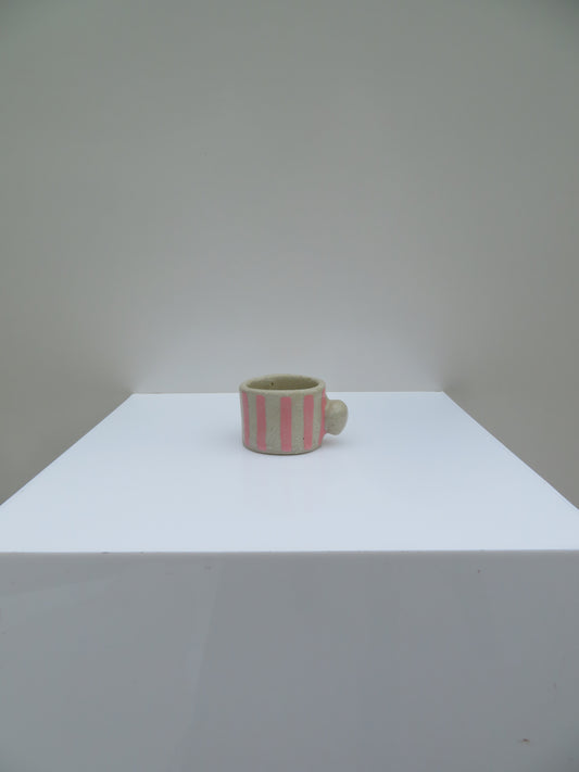 'Mini Button Mug' in Soft Pink (Striped)