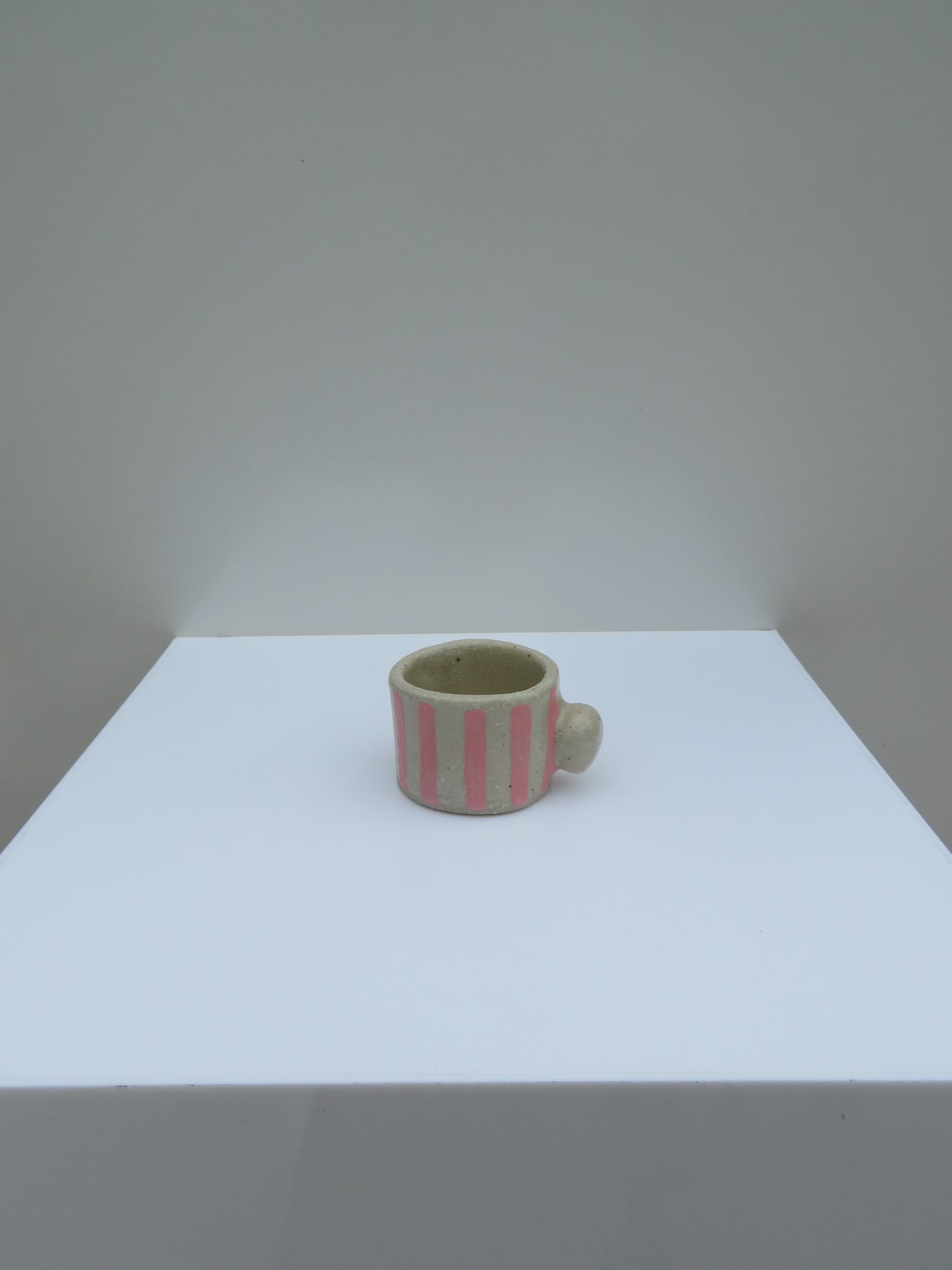 'Mini Button Mug' in Soft Pink (Striped)