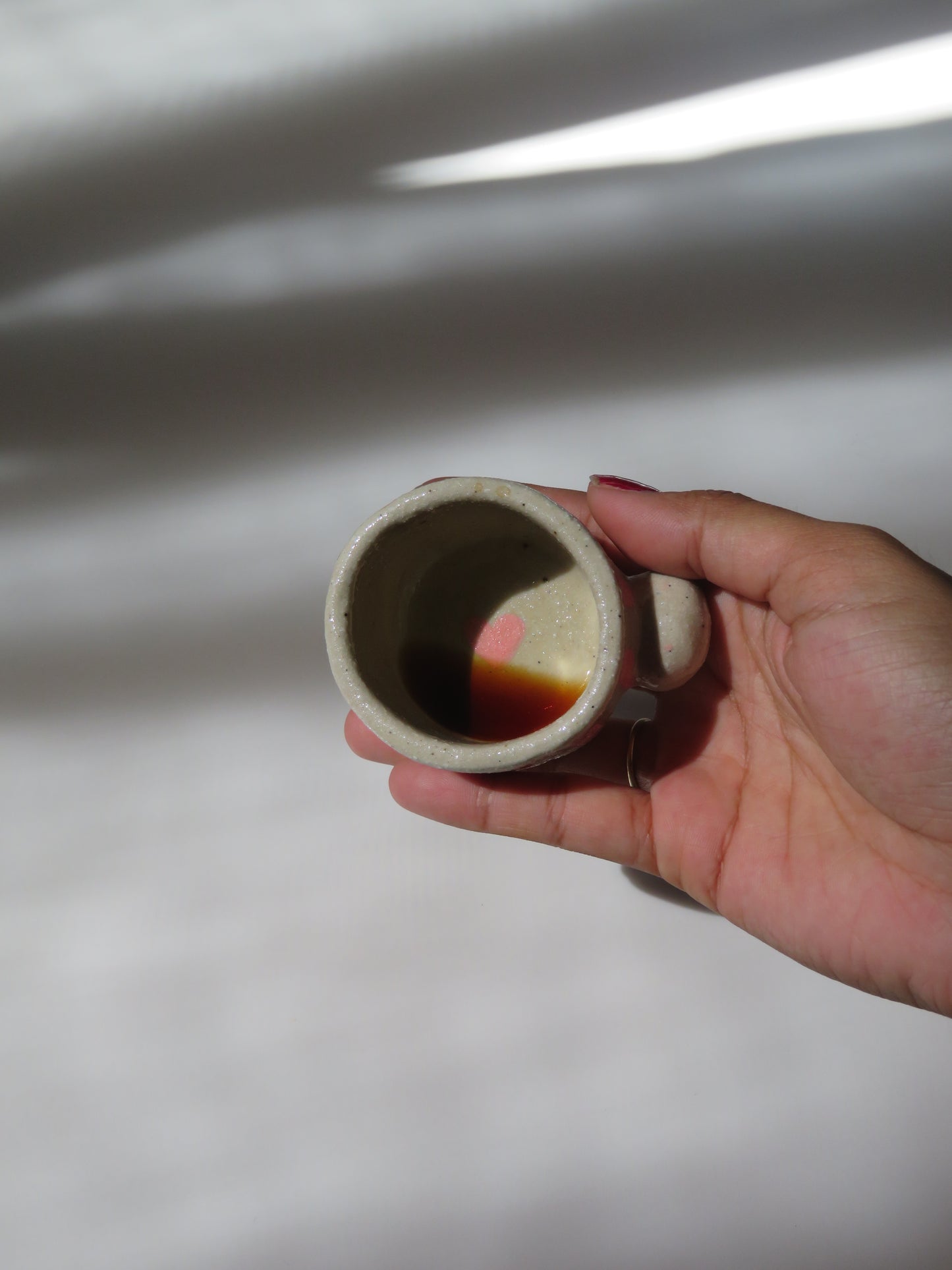 'Mini Button Mug' in Soft Pink (Striped)