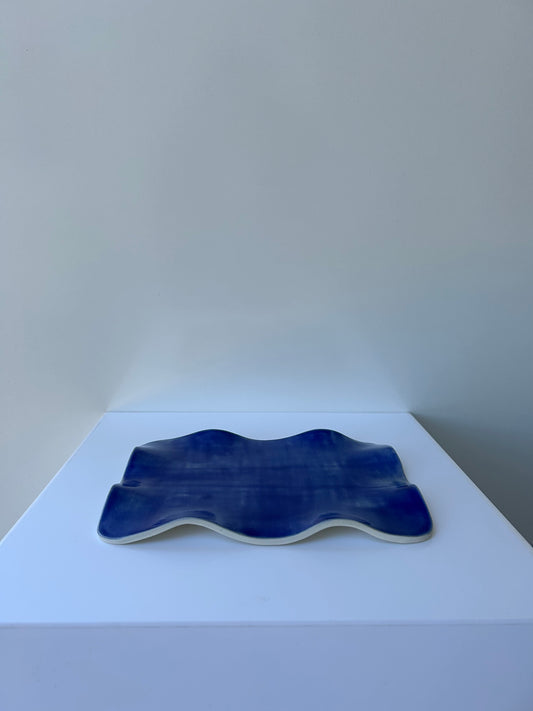 'Flat Wavy Tray' in Deep Blue