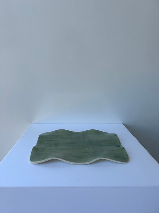 'Flat Wavy Tray' in Sea Green