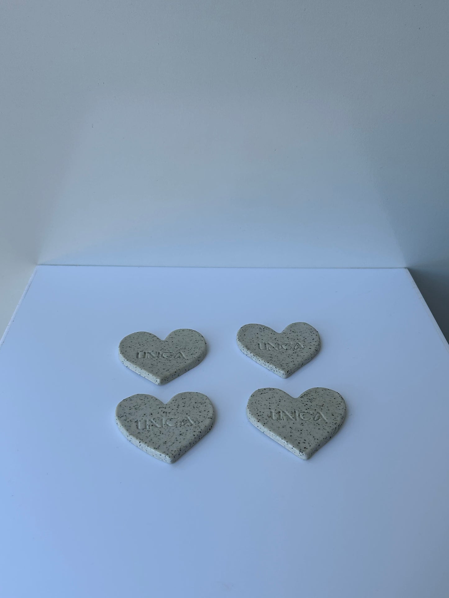 'Love Heart Magnets' in Clear Glaze (4)