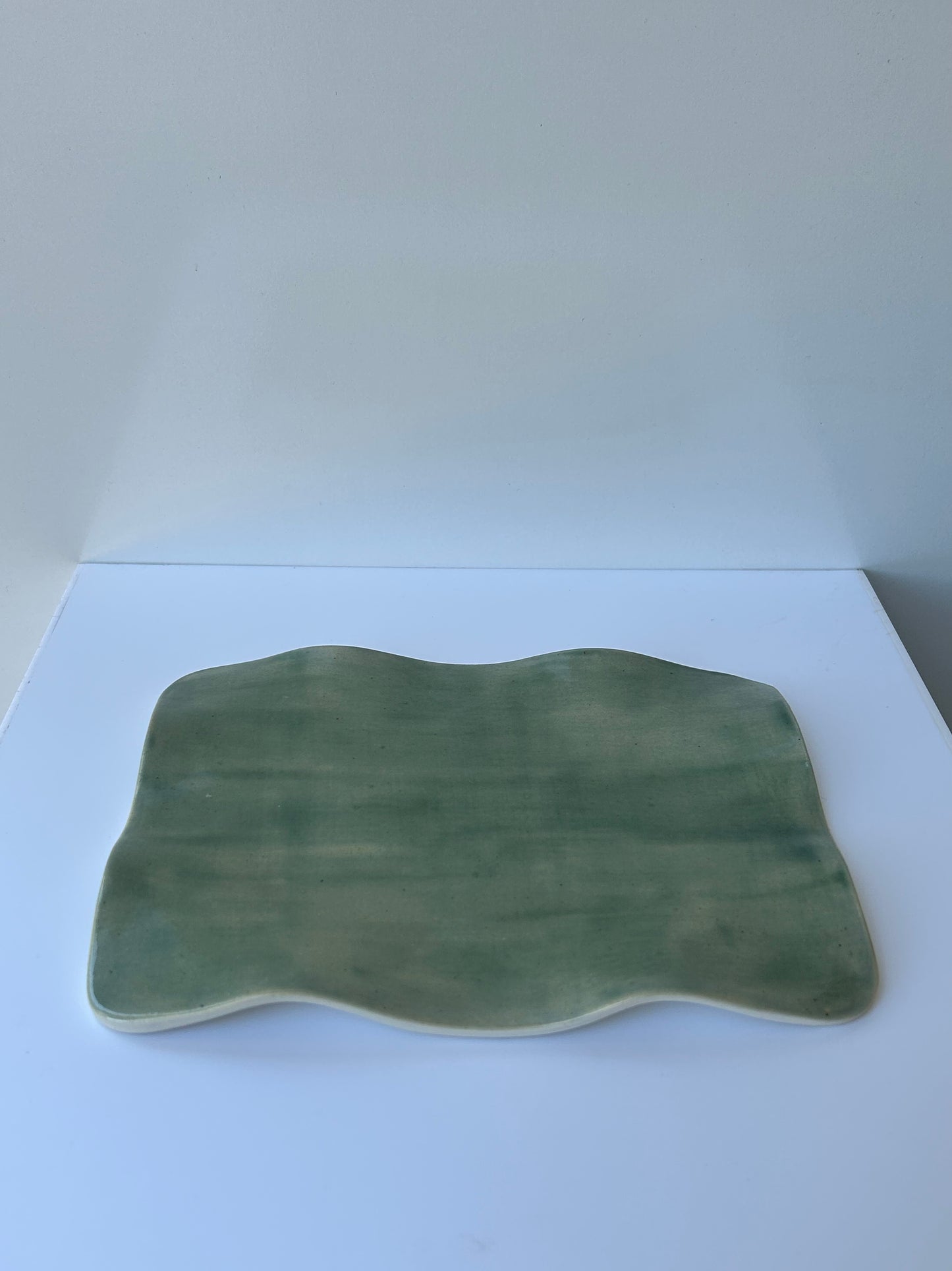 'Flat Wavy Tray' in Sea Green