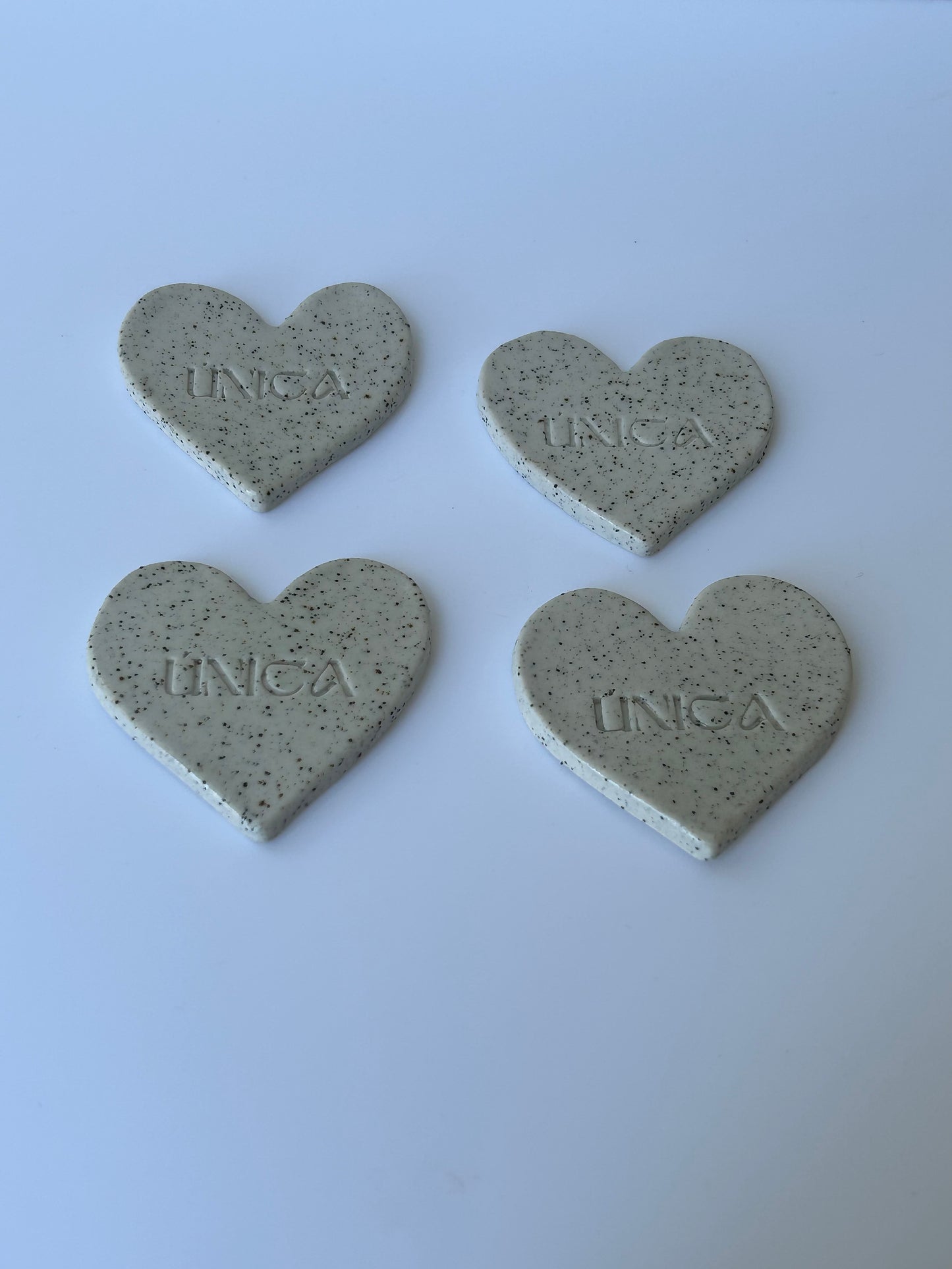 'Love Heart Magnets' in Clear Glaze (4)